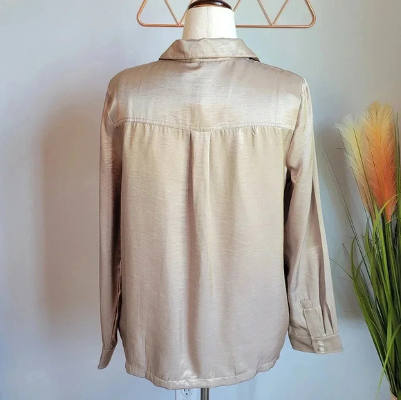 Anthropologie, New, Current Air Clemence Gold Shirt Jacket Shacket, Size Medium - Picture 8 of 13